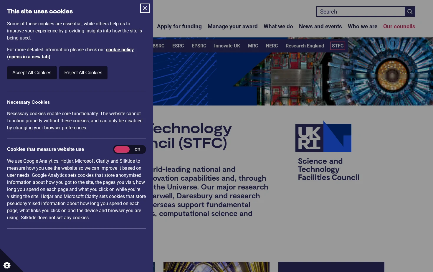 Science and Technology Facilities Council (STFC) 页面快照